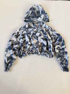Lululemon Gray Black Tie Dye Cropped Hoodie Sweatshirt Y2K Athleisure